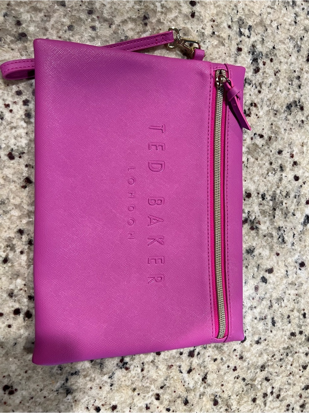 Ted Baker Fuchsia Saffiano Wristlet Clutch
